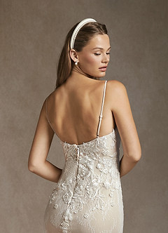 Azazie Sade Wedding Dresses Diamond White Nude Mermaid Sequins Tulle Dress image8