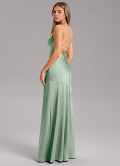 Azazie Grata Brautjungfernkleider Etui Seitliche Cut-Outs Stretch-Satin Kleid Agave image7