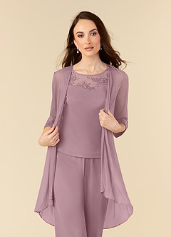 Azazie Frances Mother of the Bride Dresses Dusty Rose Jumpsuit/Pantsuit Scoop Mesh Dress image5