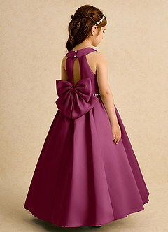 Azazie Daisies Robe Demoiselle D'honneur Fillette Robe Princesse en Mat Satiné Arc Mûre image1