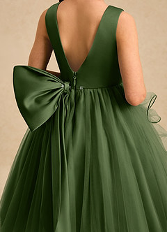 Azazie Savannah Flower Girl Dresses Olive Ball-Gown Lace Tulle Dress image5