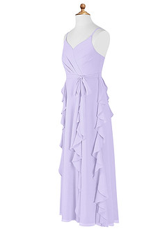 Azazie Peyton Junior Lilac A-Line V-Neck Cascading Ruffles Chiffon Dress image8