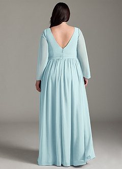 Azazie Teton Brautjungfernkleider für Schwangere A-Linie Langarm Chiffon Bodenlänge Kleid image8