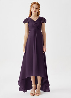 Azazie Breanne Junior Plum A-Line Chiffon Dress image6
