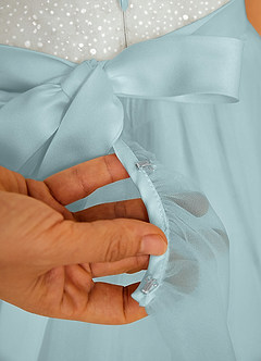 Azazie Tay Flower Girl Dresses Mist A-Line Sequins Tulle Dress image4