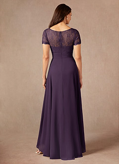 Azazie Polly Abiti per la Madre della Sposa Abito A-Line in Chiffon Pizzo Prugna image4