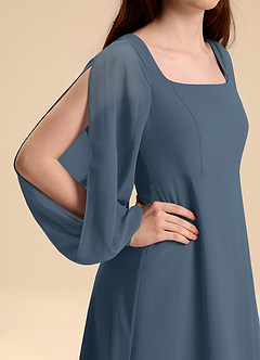 Azazie Bondi Junior Abito A-Line in Chiffon Blusa Blu Nettuno image8