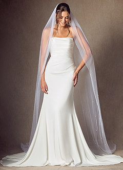 front Jenna Pearl Cathedral Length Veil