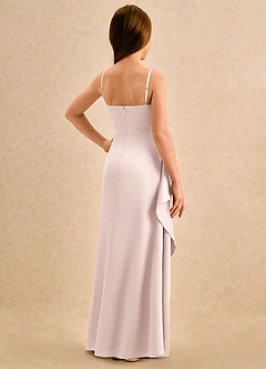 Azazie Cannoli Girls Formal Robe Demoiselle D'honneur Fillette Robe Trapèze en Satin extensible Plissée Rose Pâle image2