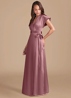 Azazie Nico Bridesmaid Dresses Vintage Mauve A-Line Pleated Metallic Satin Dress image3