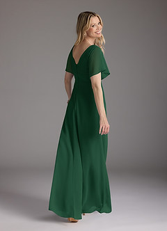 Azazie Alessa Mother of the Bride Dresses Dark Green A-Line V-Neck Pleated Chiffon Dress image5