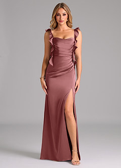 Azazie Jessamine Bridesmaid Dresses Amethyst A-Line Corset Stretch Satin Dress image3