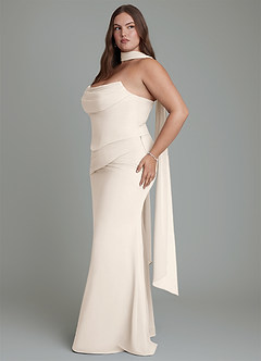 Azazie Sorrel Abiti da Damigella Abito Sirena in Chiffon Corsetto Alabastro Bianco image13