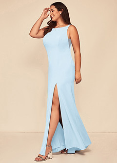 Azazie Rogue Bridesmaid Dresses Sky Blue Mermaid Scoop Side Slit Stretch Crepe Dress image10