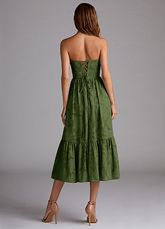 Delphina Olive Lace-up Back Midi Dress image2