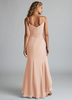 Azazie Summer Bridesmaid Dresses English Rose Mermaid Scoop Cowl Chiffon Dress image2