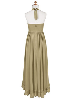 Azazie Hermione Junior Robe Trapèze en Mousseline de soie Vert Mousse image7