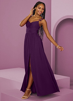 Barbie ♥ Azazie Jurken voor bruidsmeisjes Jurk van Chiffon met A-Lijn Geplooid Druif image5