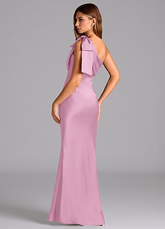 Azazie Yuanna Bridesmaid Dresses Candy Pink Mermaid One Shoulder Stretch Satin Dress image6