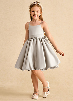 Azazie Davine Flower Girl Dresses Frost A-Line Spaghetti Strap Matte Satin Dress image5
