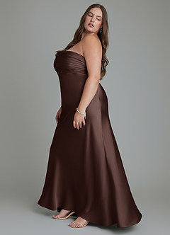 Azazie Saylor Vestidos de damas de honor Vestido Ganache de Satén Elástico de Corte Sirena con Palabra de honor image13
