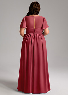 Azazie Verna Maternity Bridesmaid Dresses A-Line V-Neck Ruched Chiffon Floor-Length Dress image12