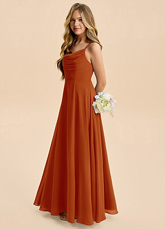 Azazie Gia Junior A-Linie Plissee Chiffon Kleid Paprika image1