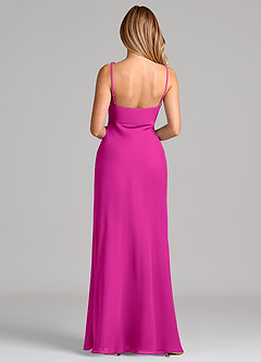 Azazie Tianna Final Sale Fuchsia Sheath Chiffon Dress image2