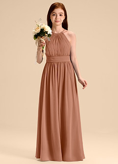 Azazie Malone Junior Vestido de Bronceador de Gasa de Corte en A con Plisado image4