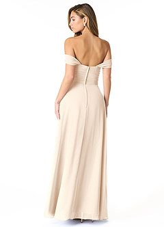 Azazie Kaitlynn Robes de demoiselle d'honneur Robe Empire Convertible en Mousseline de soie Gerafft Albâtre Blanc image3