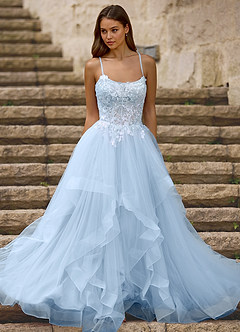 Mosaic Bleu Robe de bal à volants image3