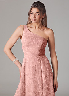 Azazie Ellianna Jurken voor bruidsmeisjes Jurk van Bloemen Burn-out met A-Lijn One-Shoulder Rozet image6