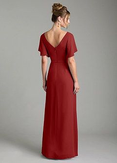 Azazie Ambrosia Bridesmaid Dresses Rust A-Line Pleated Chiffon Dress image6