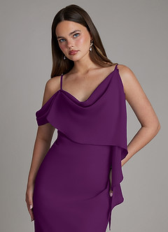 Azazie Yura Brautjungfernkleider Meerjungfrau-Linie Schulterfrei Chiffon Kleid Traube image2