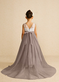 Azazie Tay Flower Girl Dresses Taupe A-Line Sequins Tulle Dress image2