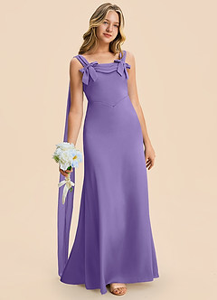 Azazie Chelsea Junior Tahiti Sheath Pleated Stretch Satin Dress image3