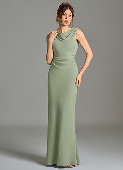 Azazie Kieryn Bridesmaid Dresses Pistachio Mermaid Pleated Chiffon Dress image4