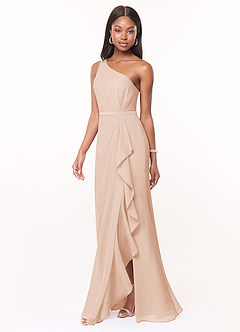 Azazie Liza Bridesmaid Dresses English Rose Mermaid One Shoulder Chiffon Dress image1