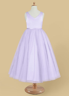 Azazie Marybell Flower Girl Dresses Lilac A-Line Bow Tulle Dress image5