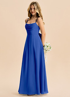 Azazie Bear Junior Royal Blue A-Line Pleated Chiffon Dress image5