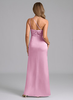 Azazie Eren Bridesmaid Dresses Candy Pink Mermaid One Shoulder Stretch Satin Dress image2