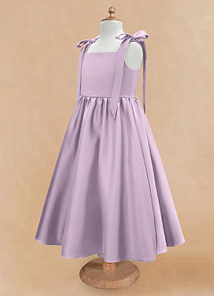 Azazie Chelsie Robe Demoiselle D'honneur Fillette Robe Trapèze en Mat Satiné Arc Frostiges Flieder image7