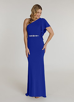 Azazie Pia Final Sale Black Mermaid Pleated Stretch Crepe Dress image1