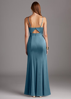 Azazie Shania Bridesmaid Dresses Bermuda Sheath V-Neck Pleated Stretch Satin Dress image2