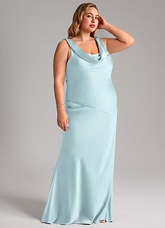 Azazie Rylina Bridesmaid Dresses Cloud Blue Mermaid Stretch Satin Dress image10