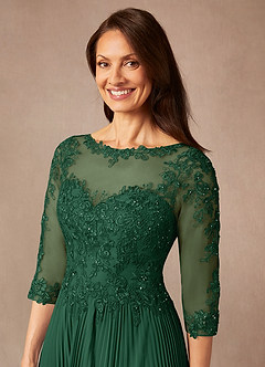 Azazie Corinne Mother of the Bride Dresses Dark Green A-Line Sequins Chiffon Dress image6