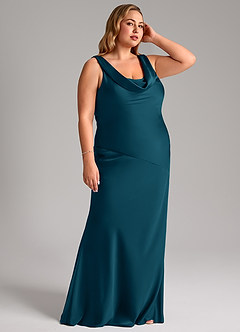 Azazie Rylina Brautjungfernkleider Meerjungfrau-Linie Stretch-Satin Kleid Tintenblau image10