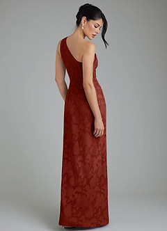 Azazie Akilah Bridesmaid Dresses Terracotta Mermaid One Shoulder Floral Burnout Dress image2