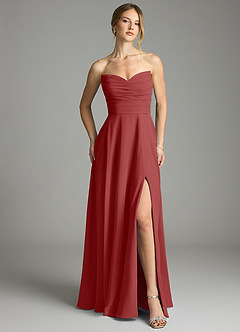 Azazie Ayla Abiti da Damigella Abito A-Line in Chiffon Scollo a Cuore Ruggine image5