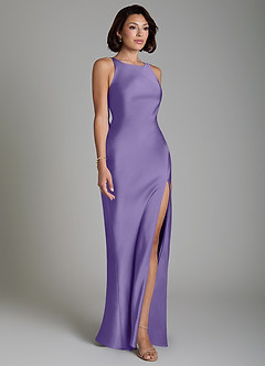 Azazie Dariah Bridesmaid Dresses Tahiti Mermaid Side Slit Stretch Satin Dress image6
